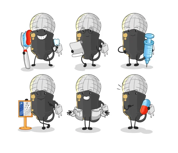 Mic Doctor Group Character Cartoon Mascot Vecto — 图库矢量图片