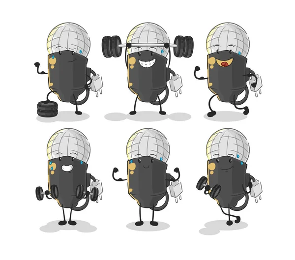 Mic Exercise Set Character Cartoon Mascot Vecto — 图库矢量图片