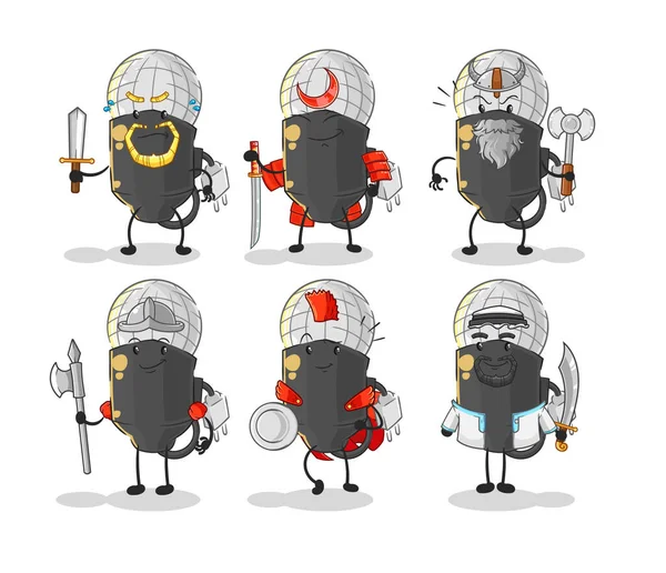 Mic Warrior Group Character Cartoon Mascot Vecto — 图库矢量图片