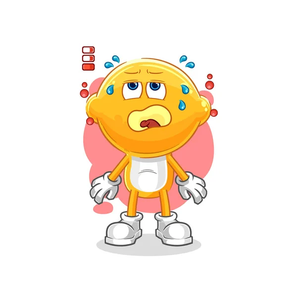 Lemon Head Low Battery Mascot Cartoon Vecto — Stock Vector