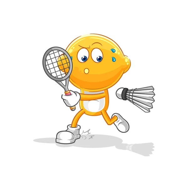 Lemon Head Playing Badminton Illustration Character Vecto — Stock Vector
