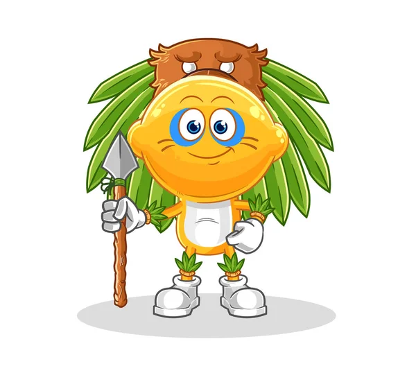 Lemon Head Tribal Man Mascot Cartoon Vecto — Archivo Imágenes Vectoriales