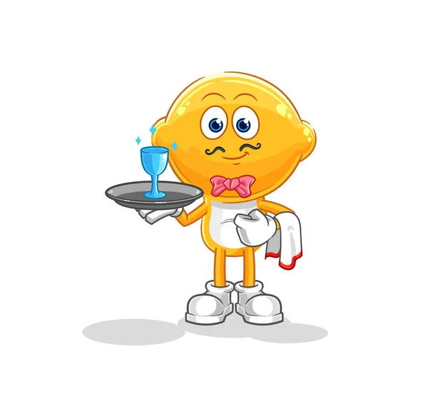 Lemon Head Waiter Cartoon Cartoon Mascot Vecto — 图库矢量图片
