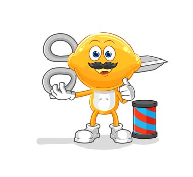 the lemon head barber cartoon. cartoon mascot vecto