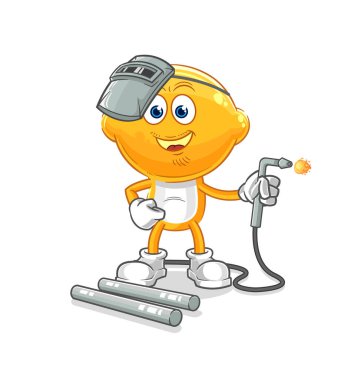 the lemon head welder mascot. cartoon vecto
