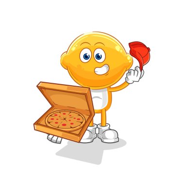 the lemon head pizza delivery boy vector. cartoon characte