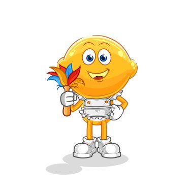the lemon head maid mascot. cartoon vecto