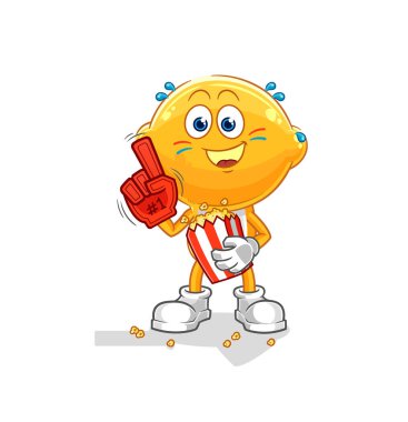 the lemon head fan with popcorn illustration. character vecto