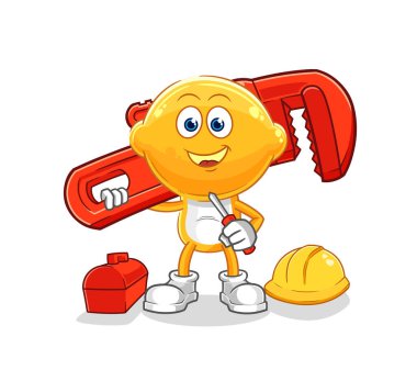 the lemon head plumber cartoon. cartoon mascot vecto