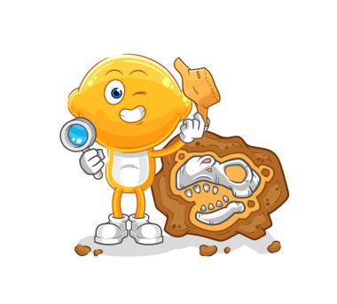 the lemon head archaeologists with fossils mascot. cartoon vecto