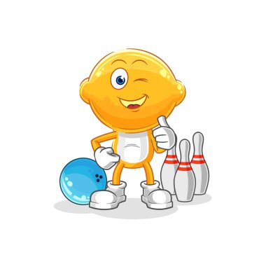 the lemon head play bowling illustration. character vecto