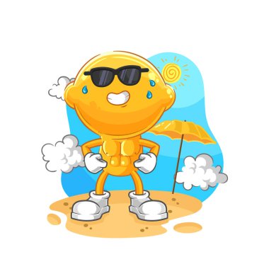 the lemon head sunbathing in summer. character vecto