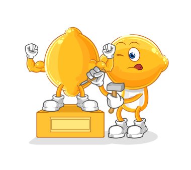 the lemon head sculptor character. cartoon mascot vecto