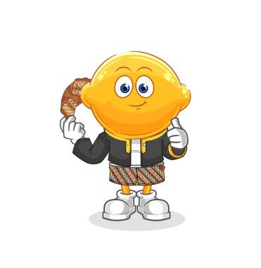 the lemon head Javanese character. cartoon mascot vecto
