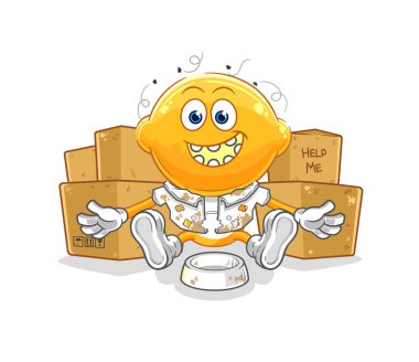 the lemon head homeless character. cartoon mascot vecto