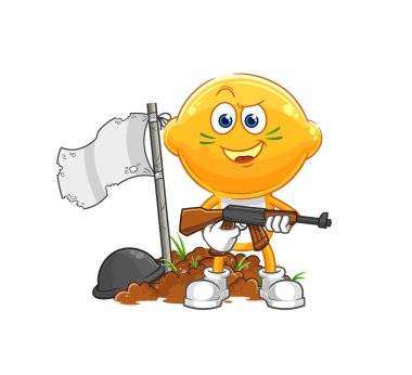 the lemon head army character. cartoon mascot vecto