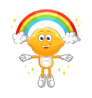 the lemon head with a rainbow. cartoon vecto