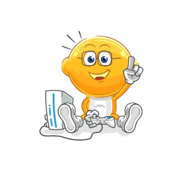 the lemon head playing video games. cartoon characte