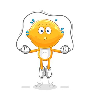 the lemon head jump rope exercise. character vecto