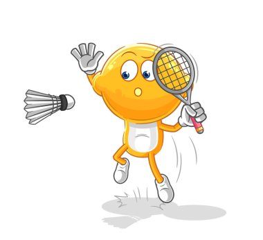 the lemon head smash at badminton cartoon. cartoon mascot vecto