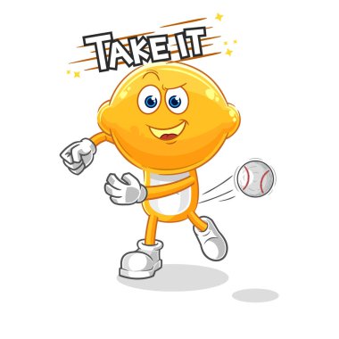the lemon head throwing baseball vector. cartoon characte