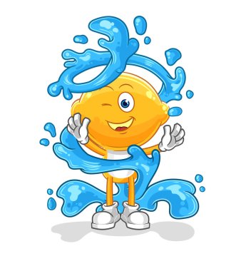 the lemon head fresh with water mascot. cartoon vecto