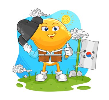 the lemon head korean culture vector. cartoon characte