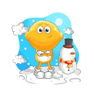the lemon head in cold winter character. cartoon mascot vecto
