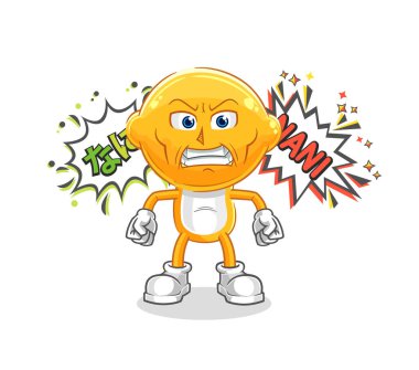 the lemon head anime angry vector. cartoon characte