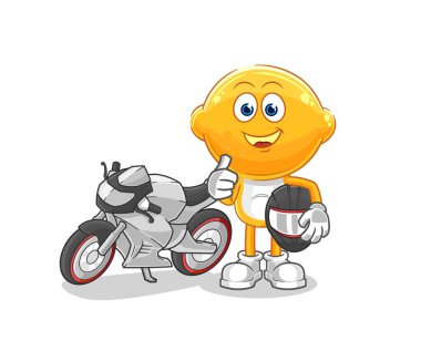 the lemon head racer character. cartoon mascot vecto