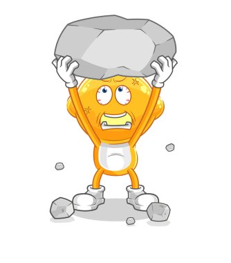 the lemon head lifting rock cartoon character vecto