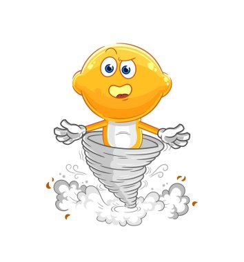 the lemon head in the tornado cartoon character vecto