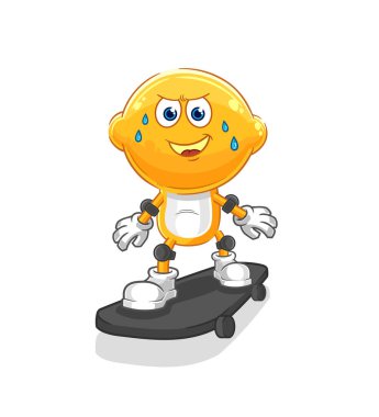 the lemon head riding skateboard cartoon character vecto