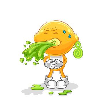 the lemon head throw up cartoon. cartoon mascot vecto
