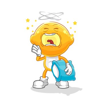 the lemon head yawn character. cartoon mascot vecto