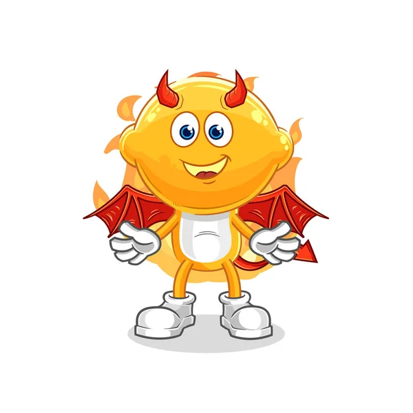 Lemon Head Demon Wings Character Cartoon Mascot Vecto — Stock Vector