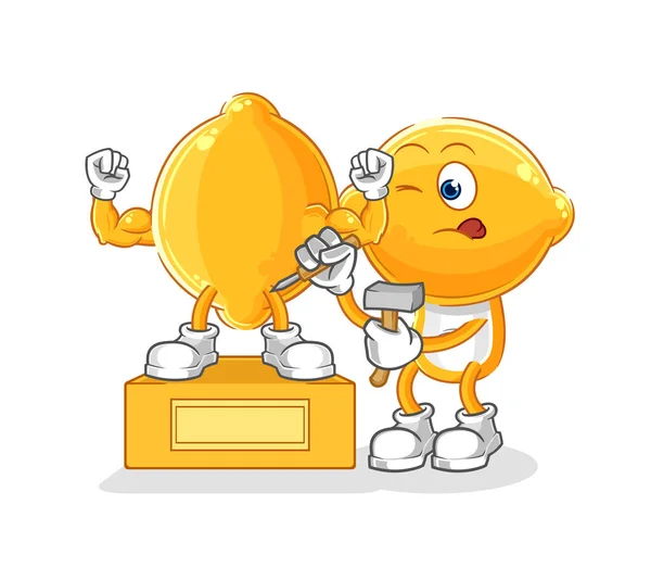 Lemon Head Sculptor Character Cartoon Mascot Vecto — Stockvector