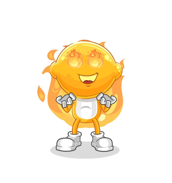 Lemon Head Fire Mascot Cartoon Vecto — Stock Vector