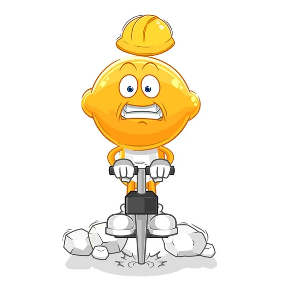 Lemon Head Drill Ground Cartoon Character Vecto — Stock Vector