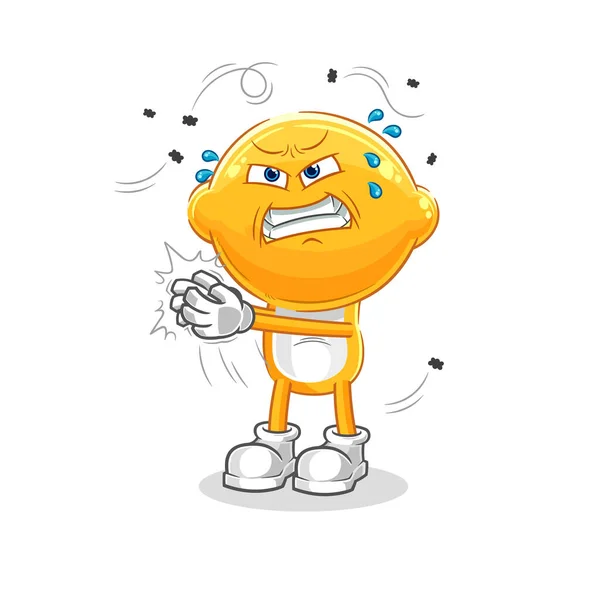 Lemon Head Swat Fly Character Cartoon Mascot Vecto — Stock Vector
