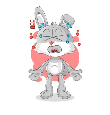 the rabbit low battery mascot. cartoon vecto