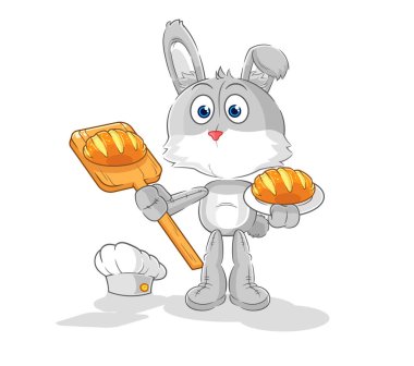 the rabbit baker with bread. cartoon mascot vecto