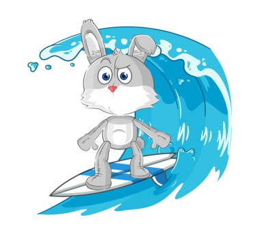 the rabbit surfing character. cartoon mascot vecto