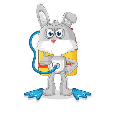 the rabbit diver cartoon. cartoon mascot vecto