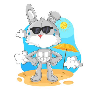 the rabbit sunbathing in summer. character vecto