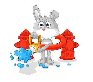 the rabbit firefighter vector. cartoon characte
