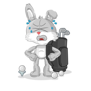 the rabbit with golf equipment. cartoon mascot vecto