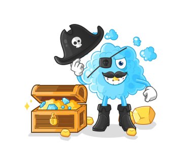 the foam pirate with treasure mascot. cartoon vecto