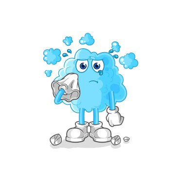 the foam cry with a tissue. cartoon mascot vecto