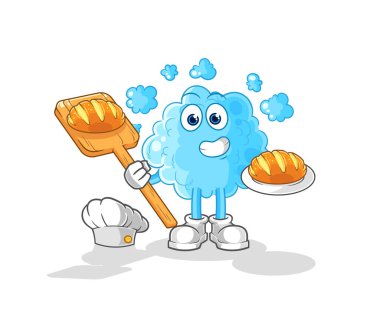 the foam baker with bread. cartoon mascot vecto